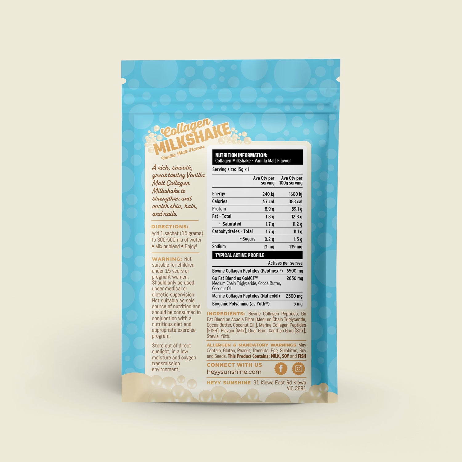 Vanilla Collagen Milkshake Single Serve