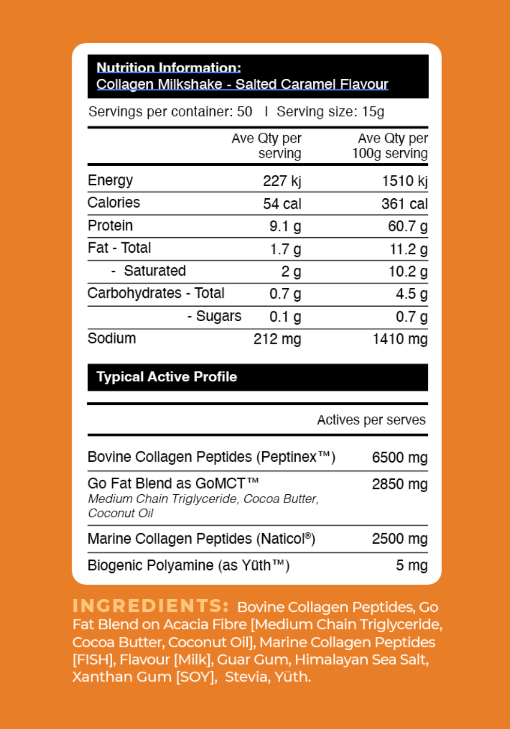 Salted Caramel Collagen Milkshake Single Serve